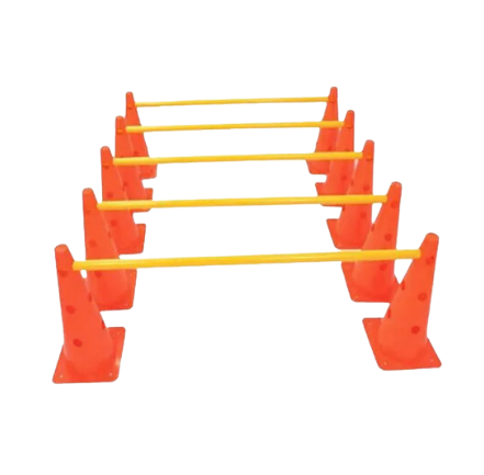 [12982] Hurdle Cones 10 Pieces with Poles Orange