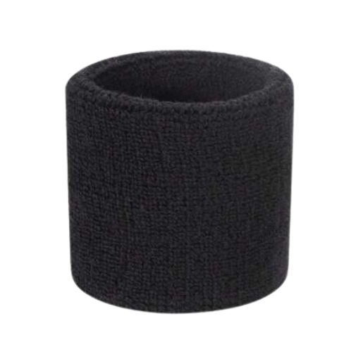 [9585] Cotton Sweat Wrist Band Black 1Pc 