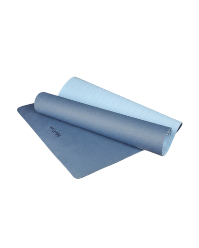 [130100] Yoga Mat Anti Slip Double Layer 24"x72" 6.0mm Thickness 100% Latex Blue|Light Blue