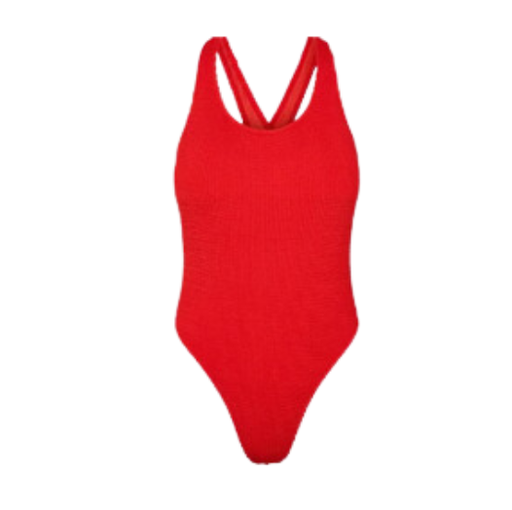 [15114] Swimsuit Ladies Crinkle One Piece Poppy Red Size L