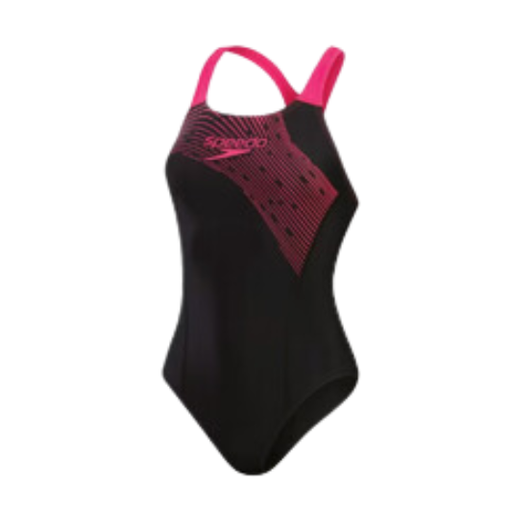 [15120] Swimsuit Ladies Speedo Medley One Piece Black|Pink Size XL