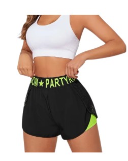 [25013] Shorts Ladies Partyroom Black|Flou Yellow Medium (Print Slightly Damaged)