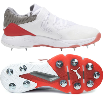 [13587] Cricket Shoe Puma 24.1 (Bowling) White|Red|Storm UK9.5|US10.5