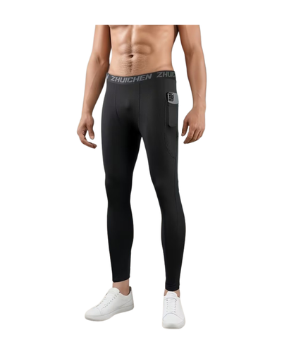 [3791] Compression Tights Long Men's w/Pockets Small